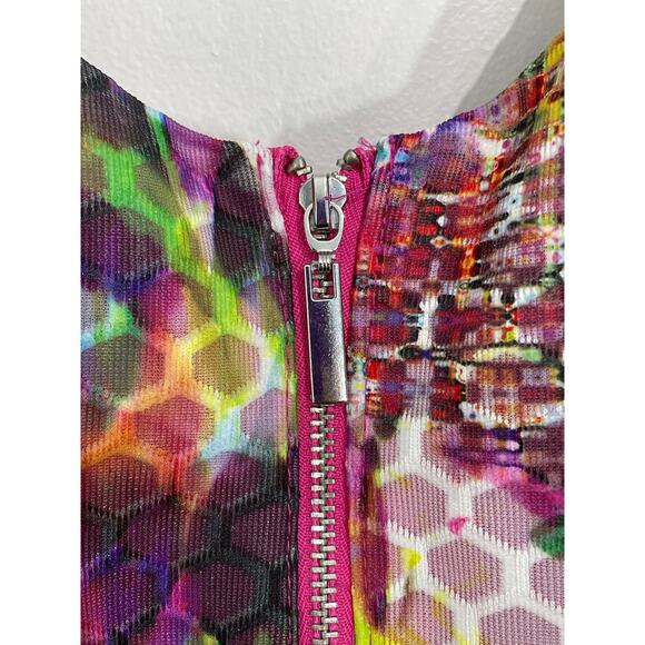New York & Co Dress Size 14 Pink Abstract Honeycomb Textured Fairy Core Easter - Picture 7 of 9